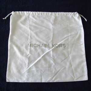 Michael Kors White “Satin” Dust Bag - White Drawstring/Silver Logo (16” X 16”)